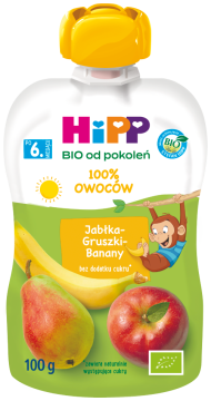 HiPP BIO mus owocowy 100% owoców po 6. miesiącu jabłko-gruszka-banan, 100 g