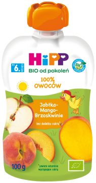 HiPP BIO ekologiczny mus owocowy 100% po 6. miesiącu jabłka-mango-brzoskwinia, 100 g