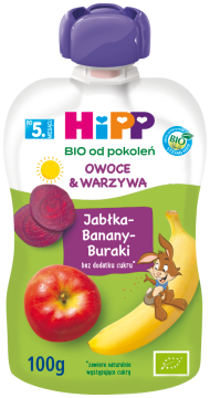 HiPP BIO ekologiczny mus owocowo-warzywny po 5. miesiącu jabłka-banany-buraki, 100 g