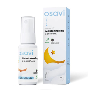 OSAVI, melatonina 1 mg z passiflorą, o smaku czarnej porzeczki, spray, 25 ml