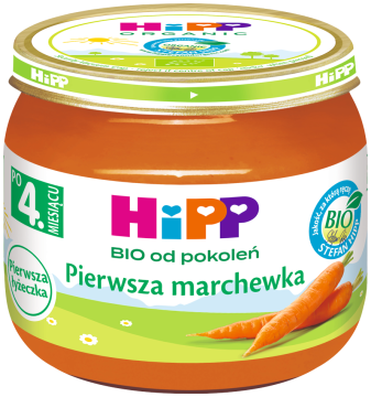 HiPP BIO pierwsza marchewka dla dzieci po 4. miesiącu 80 g PIERWSZA ŁYŻECZKA