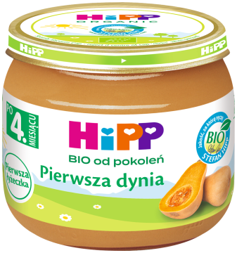 HiPP BIO pierwsza dynia obiadek dla dzieci po 4. miesiącu 80 g PIERWSZA ŁYŻECZKA