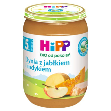 HiPP BIO dynia zjabłkiem i indykiem obiadek dla dzieci po 5. miesiącu 190 g