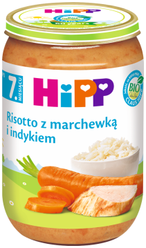 HiPP BIO risotto z marchewką i indykiem, obiadek dla dzieci po 7. miesiącu 220 g