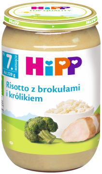HiPP risotto z brokułami i królikiem, obiadek dla dzieci po 7. miesiącu 220 g