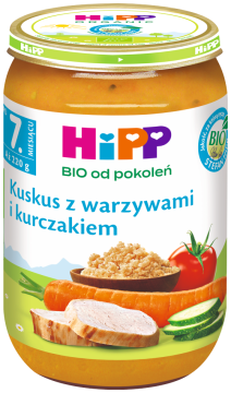 HiPP BIO kuskus z warzywami i kurczakiem obiadek dla dzieci po 7. miesiącu 220 g