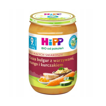 HIPP BIO - kasza bulgur z warzywami, mango i kurczakiem, 220 g