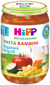 HiPP BIO pasta bambini rigatoni napoli obiadek dla dzieci po 11. miesiącu 220 g