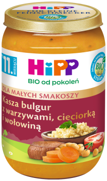HiPP BIO kasza bulgur z warzywami cieciorką i wołowiną obiadek dla dzieci po 11. miesiącu 220 g