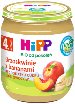 HiPP BIO brzoskwinie z bananami deserek dla dzieci po 4. miesiącu 125 g
