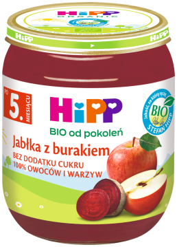 HiPP BIO jabłka z burakiem dla dzieci po 5. miesiącu 125 g BEZ DODATKU CUKRU