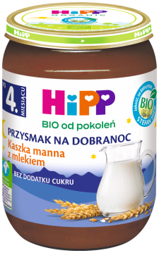 HiPP BIO kaszka manna z mlekiem dla dzieci po 4. miesiącu 190 g PRZYSMAK NA DOBRANOC
