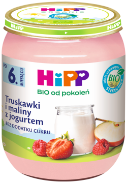 HiPP BIO truskawki i maliny z jogurtem dla dzieci po 6. miesiącu 160 g