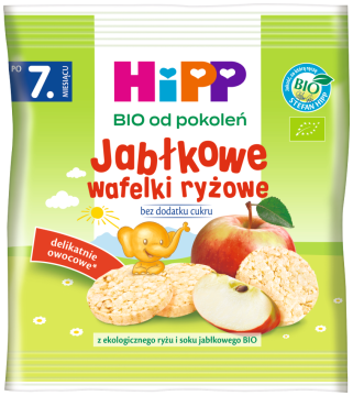 HIPP BIO wafelki ryżowe jabłkowe dla dzieci po 7. miesiącu, 30 g