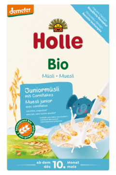 HOLLE BIO ekologiczne junior musli wielozbożowe z płatkami kukurydzianymi, 250 g