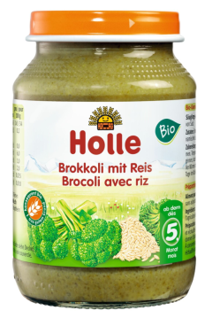 HOLLE BIO brokuły z ryżem obiadek dla dzieci od 5. miesiąca, 190 g