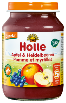 HOLLE BIO jabłko jagody deserek dla dzieci od 5. miesiąca, 190 g