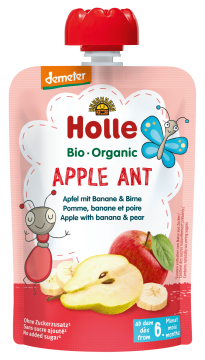 HOLLE BIO Organic jabłko banan gruszka mus owocowy dla dzieci od 6. miesiąca, 100 g