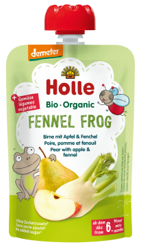 HOLLE BIO Organic gruszka jabłko koper włoski mus owocowy dla dzieci od 6. miesiąca, 100 g