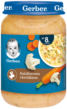 GERBER zupka kalafiorowa z królikiem dla niemowląt po 8. miesiącu, 190 g