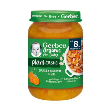 Gerber Organic plant-tastic - gulasz z marchewki i fasoli po 8. miesiącu, 190 g