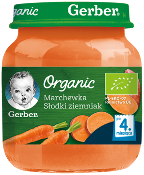 GERBER Organic obiadek marchewka słodki ziemniak dla niemowląt po 4. miesiącu, 125 g
