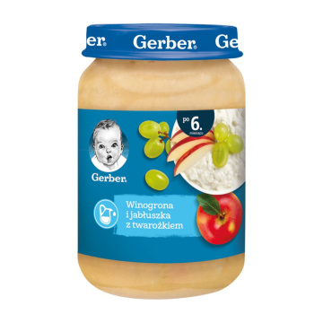 Gerber - deser winogrona i jabłuszka z twarożkiem dla niemowląt po 6. miesiącu, 190 g