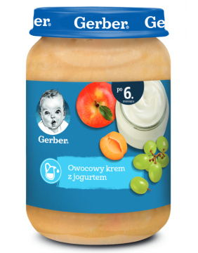 Gerber owocowy krem z jogurtem dla niemowląt po 6. miesiącu, 190 g