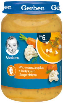GERBER wiosenna zupka z indykiem i koperkiem dla niemowląt po 6. miesiącu, 190 g