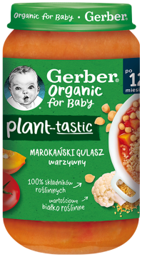 GERBER Organic Plant-tastic marokański gulasz warzywny dla dzieci po 12. miesiącu, 250 g