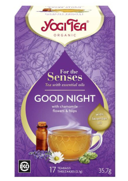 Yogi Tea, herbatka dla zmysłów na dobranoc z olejkiem lawendowym, 17 saszetek