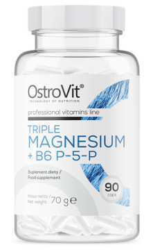 OstroVit Triple Magnesium + B6 P-5-P, 90 kapsułek