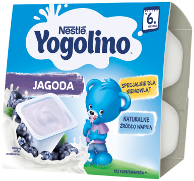 NESTLE Yogolino deserek mleczno-owocowy, smak jagodowy, dla niemowląt po 6. miesiącu, 400 g