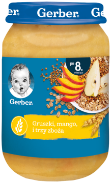 GERBER deserek gruszki mango i trzy zboża dla niemowląt po 8. miesiącu, 190 g