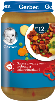 GERBER obiadek Gulasz z warzywami wołowiną i ziemniaczkami dla dzieci po 12. miesiącu, 250 g