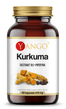 YANGO, Kurkuma, ekstrakt 10:1 z piperyną, 60 kapsułek