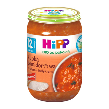 HIPP BIO - zupka pomidorowa z ryżem i indykiem, po 12 miesiącu, 250 g