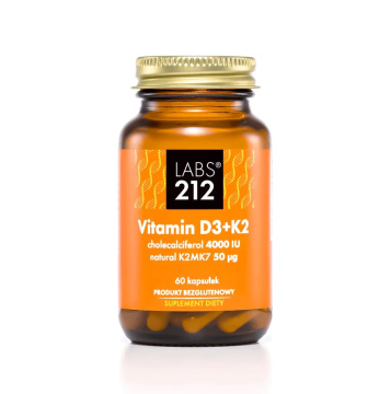 LABS212, Vitamin D3 + K2MK7, 60 kapsułek