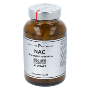 Pureline Nutrition NAC N-acetylocysteina 500 mg, 60 kapsułek