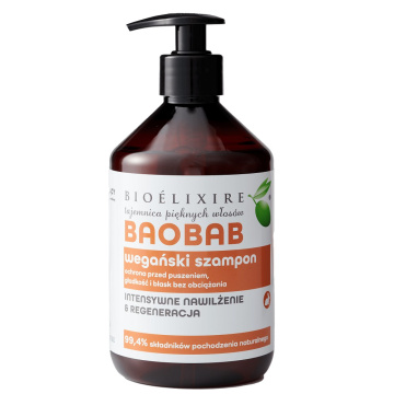 Bioelixire, wegański szampon Baobab, 500 ml