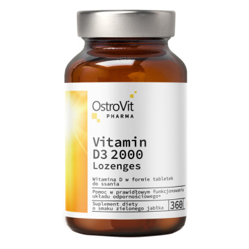 Ostrovit Pharma Vitamin D3 2000, smak zielone jabłko, 360 tabletek
