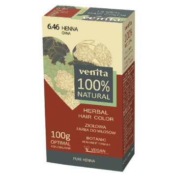 Venita 100% Natural - farba do włosów 6.46, Henna, 100 g