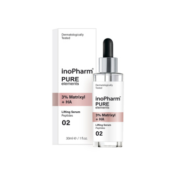 InoPharm Pure Elements, liftingujące serum do twarzy i szyi z 3% Matrixylem i kwasem hialuronowym, 30 ml