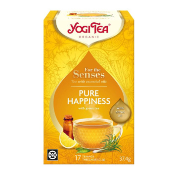 Yogi Tea,  zielona herbata z olejkami eterycznymi, For The Senses Pure Happiness, 17 saszetek