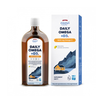 OSAVI, Daily Omega D3, 1600 mg Omega 3, aromat cytrynowy, 250 ml