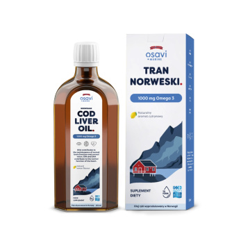 OSAVI, Tran norweski, 1000 mg Omega 3, aromat cytrynowy, 250 ml