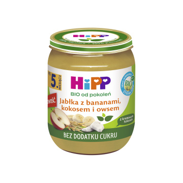 HiPP BIO - Jabłka z bananami, kokosem i owsem, od 5. miesiąca, 160 g