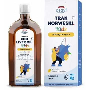 OSAVI, Tran norweski Kids, 500 mg Omega 3, aromat cytrynowy, 500 ml
