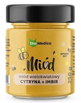 EkaMedica, miód wielokwiatowy cytryna + imbir, 250 g
