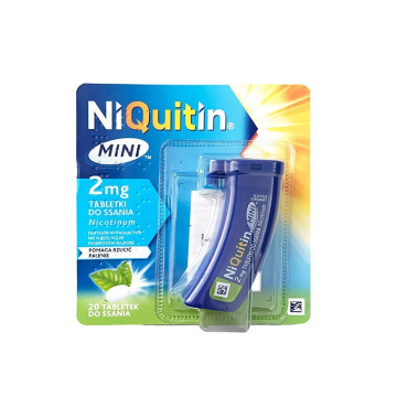 NiQuitin Mini 2mg, dla osób wypalających nie więcej niż 20 papierosów dziennie, 20 tabletek do ssania